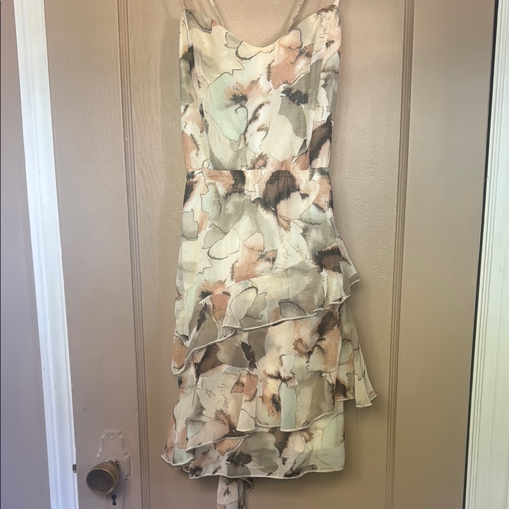 Floral Watercolor Tiered Ruffle Dress - Cream Multicolor